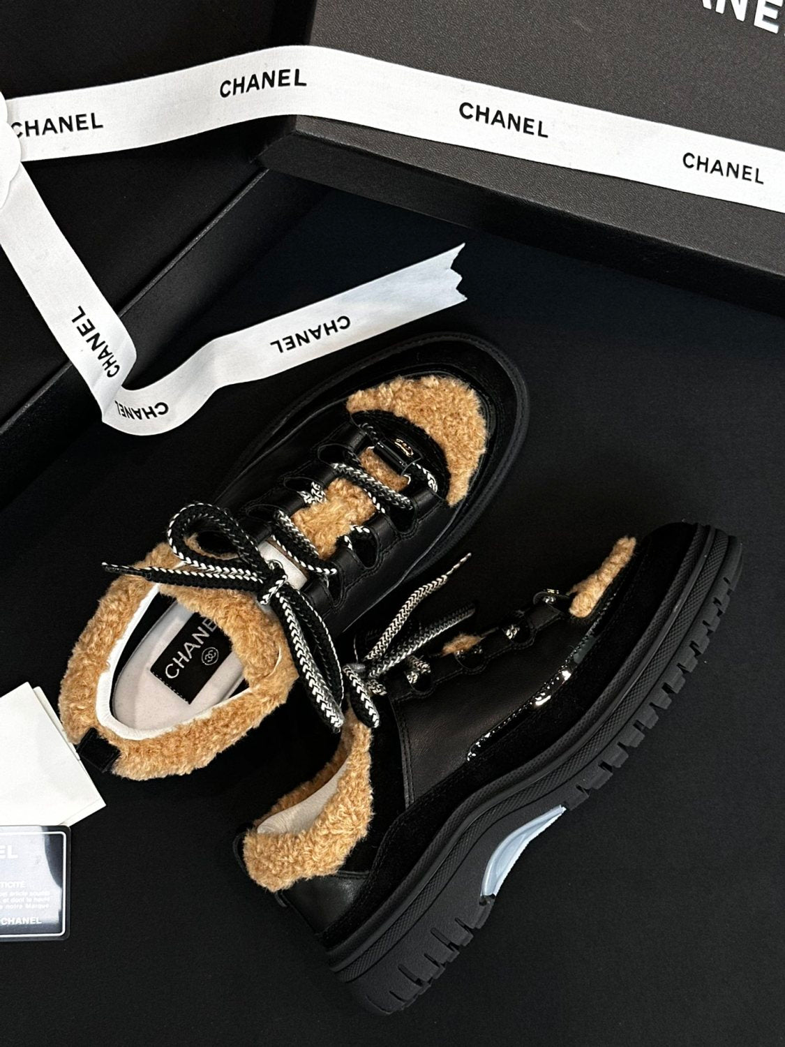 Chanel Women's Autumn/winter Color-Block Classic Fashion Round Toe Lace-up Low-top Leather Casual Shoes #78123