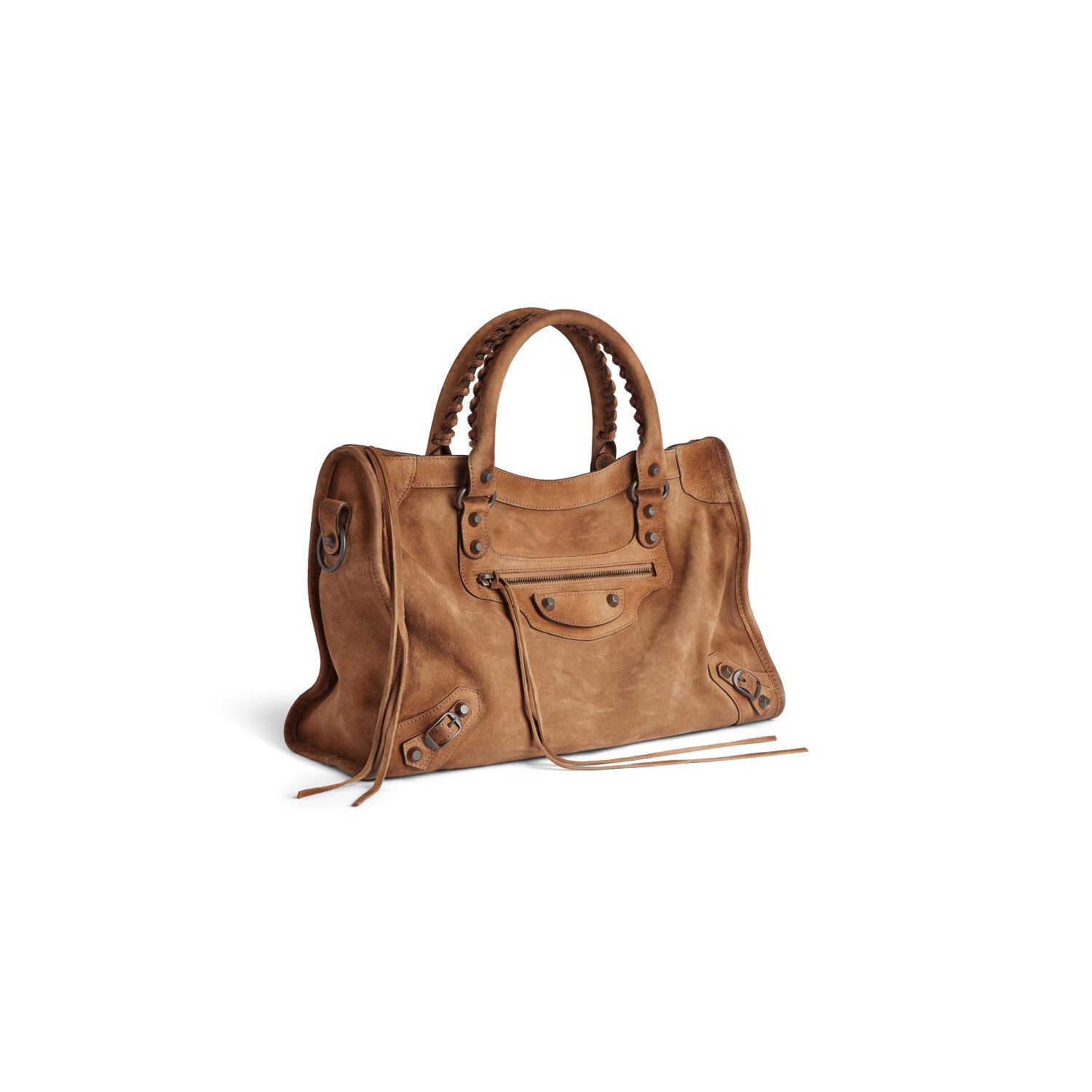 Balenciaga Women's Le City Large Handbag with Woven Handles. Solid Color Leather Crossbody Shoulder Bag. Fashionable Casual Bag Bags 8230582AB2A1143 #81498