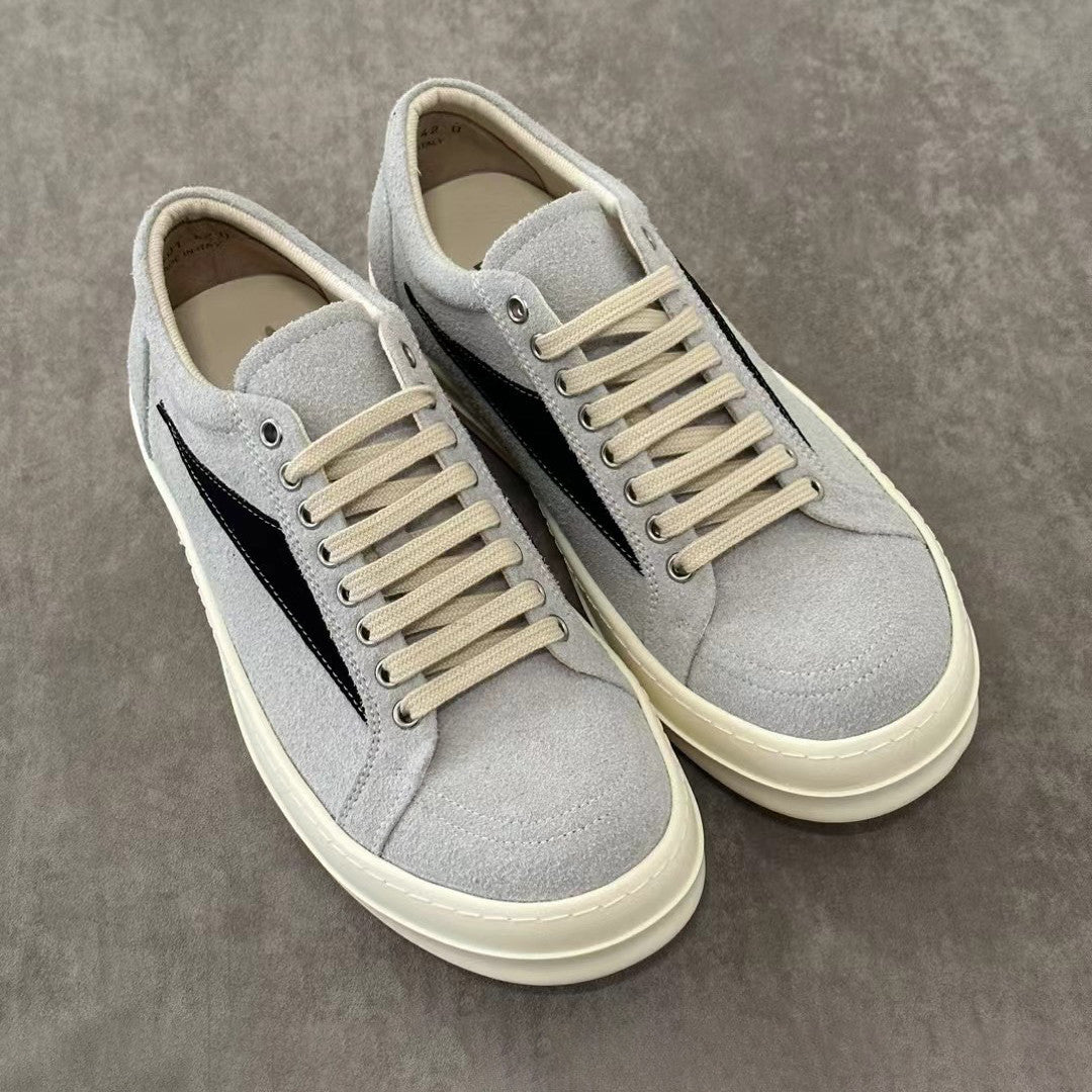 Rick Owens Men's And Women's Spring/Fall Fashion Casual Round Toe Lace Up Color Block Flat Low Top Sneakers Shoes #79449