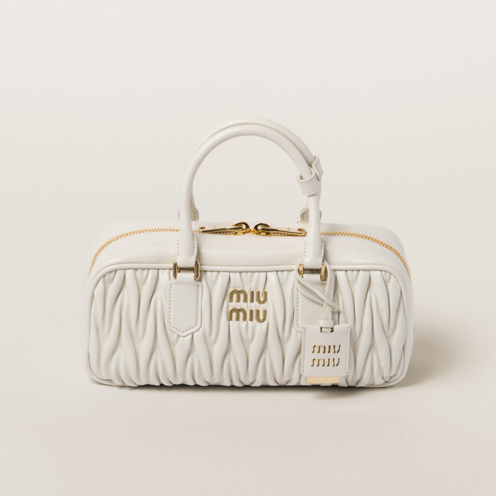 MiuMiu Arcadie matelassé Women's Solid Color Metal Engraved Logo Zipper Closure Leather Shoulder Bag Crossbody Tote Bags #77354