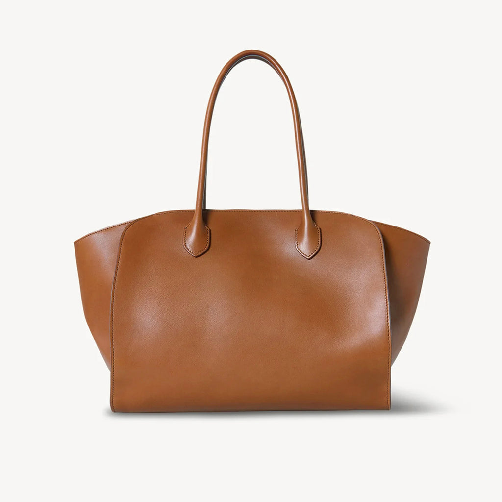 THE ROW Men's & Women's Marlo 14 Grained Leather Shopping Tote Solid Color Plain-Weave Leather Handbag Tote Bag Bags W1800L133BLANS #81731