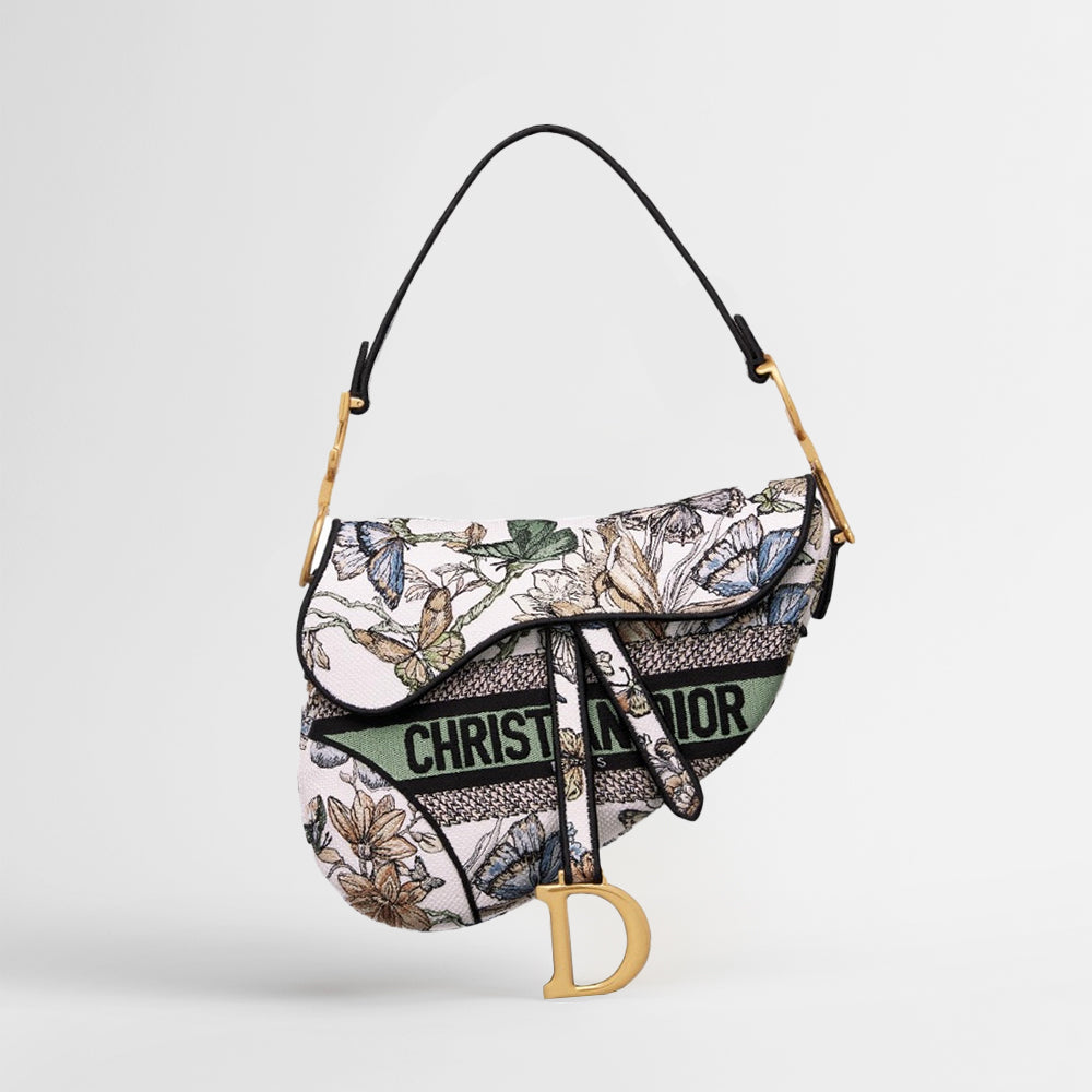 Dior Women's Saddle Bag Stirrup And D-ring Charm Multi-coloured Embroidered Butterfly Design Flap Saddle Bag Handbag And Shoulder Bags M0446CESE-M918 #197332