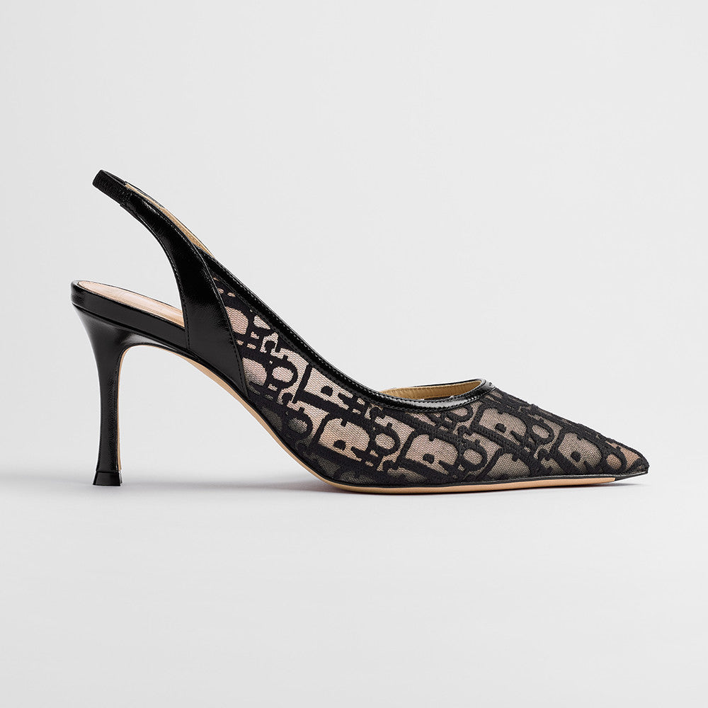 DIOR Adiorable Slingback Pump Black Dior Oblique Embroidered Mesh #380126