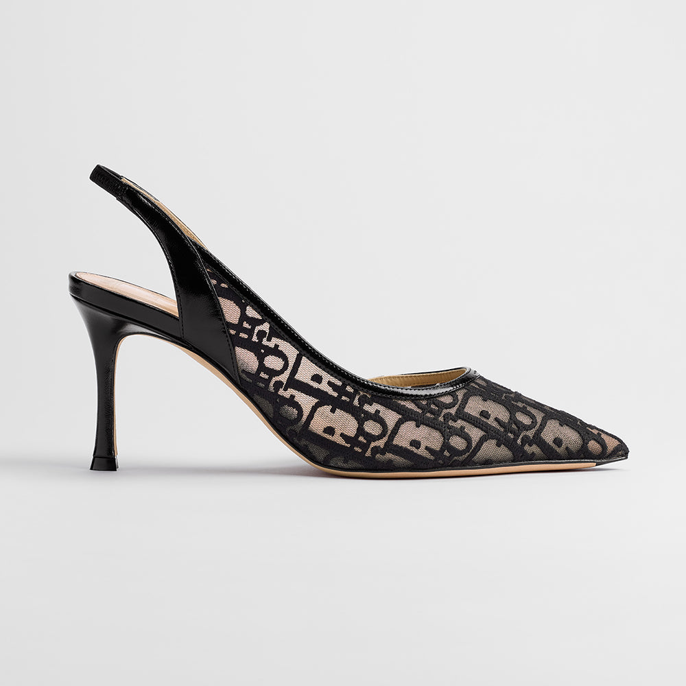 DIOR Adiorable Slingback Pump Black Dior Oblique Embroidered Mesh #380126