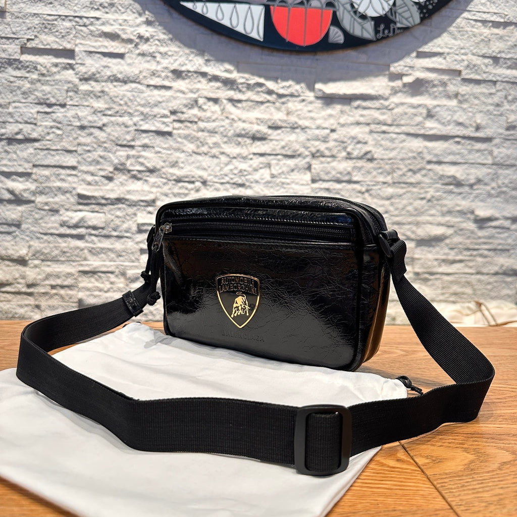 Balenciaga Automobili Lamborghini Explorer Men'S Solid Color Sheepskin Crossbody Bag Shoulder Bags #78132