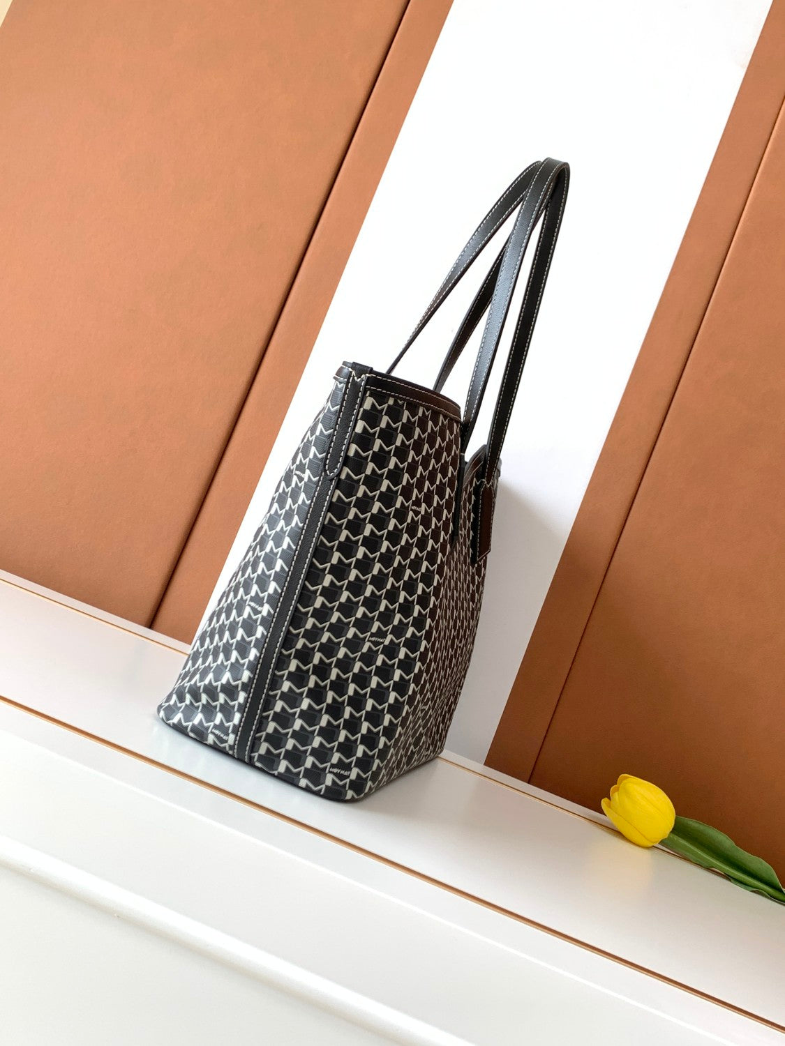 Moynat M Canvas Women's Classic Fashion Black And White Patchwork Canvas Tote Bag With Hook And Eye Closure Dual Use Handles And Shoulder Strap Bag Bags #78711