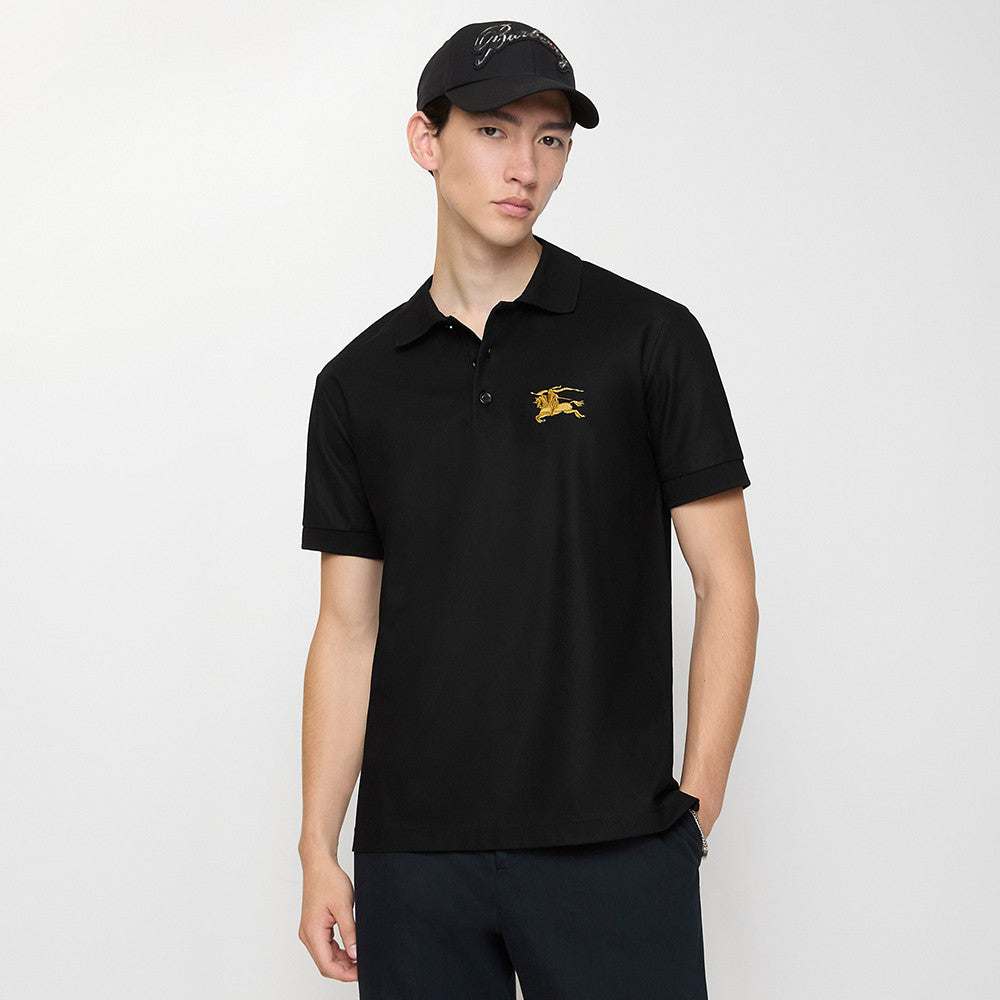 Burberry Metallic EKD Cotton Polo Shirt in Black #377794