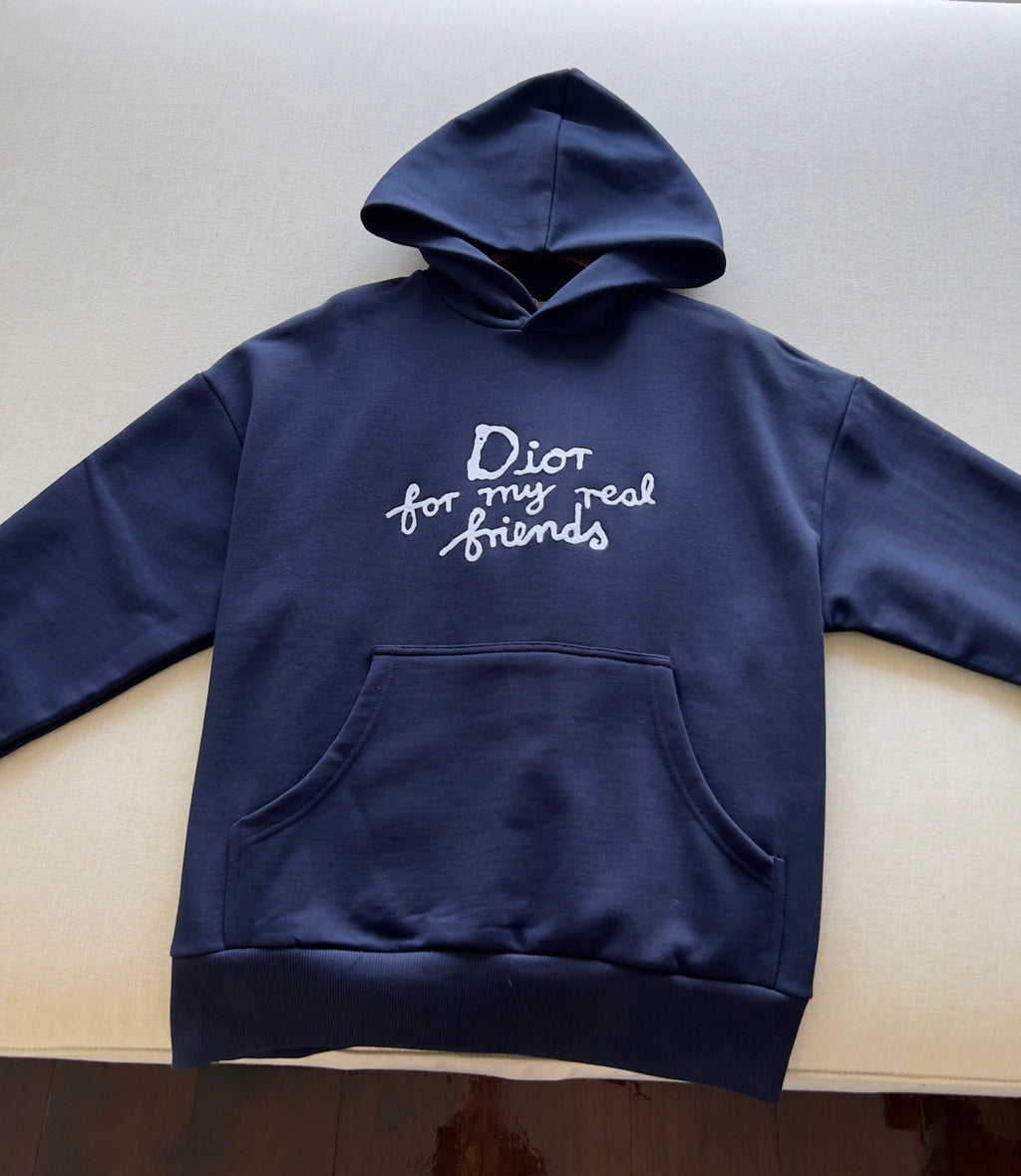 Dior Men's Spring and Autumn Solid Color Logo Letter Printed Hooded Loose Long Sleeve Sweatshirt #75443