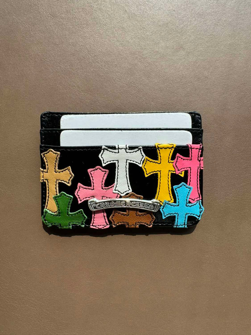 Chrome Hearts Men's Women's Colourful Cross Card Holder Purses Coin Purse Black Leather Fashion High Street Trend Personalised Wallet Bags Bag #81255