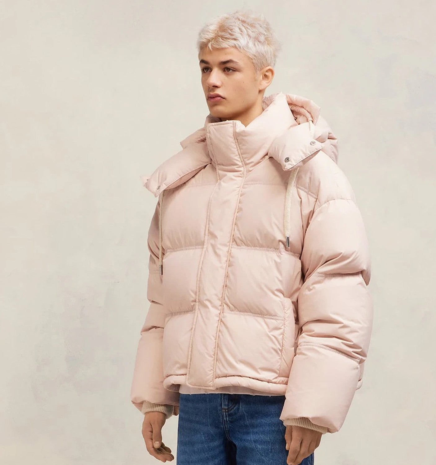 Ami Men's Autumn And Winter Solid Color Loose Zippered Drawstring Hooded Casual Alexandre Mattiussi Down Jacket #98311