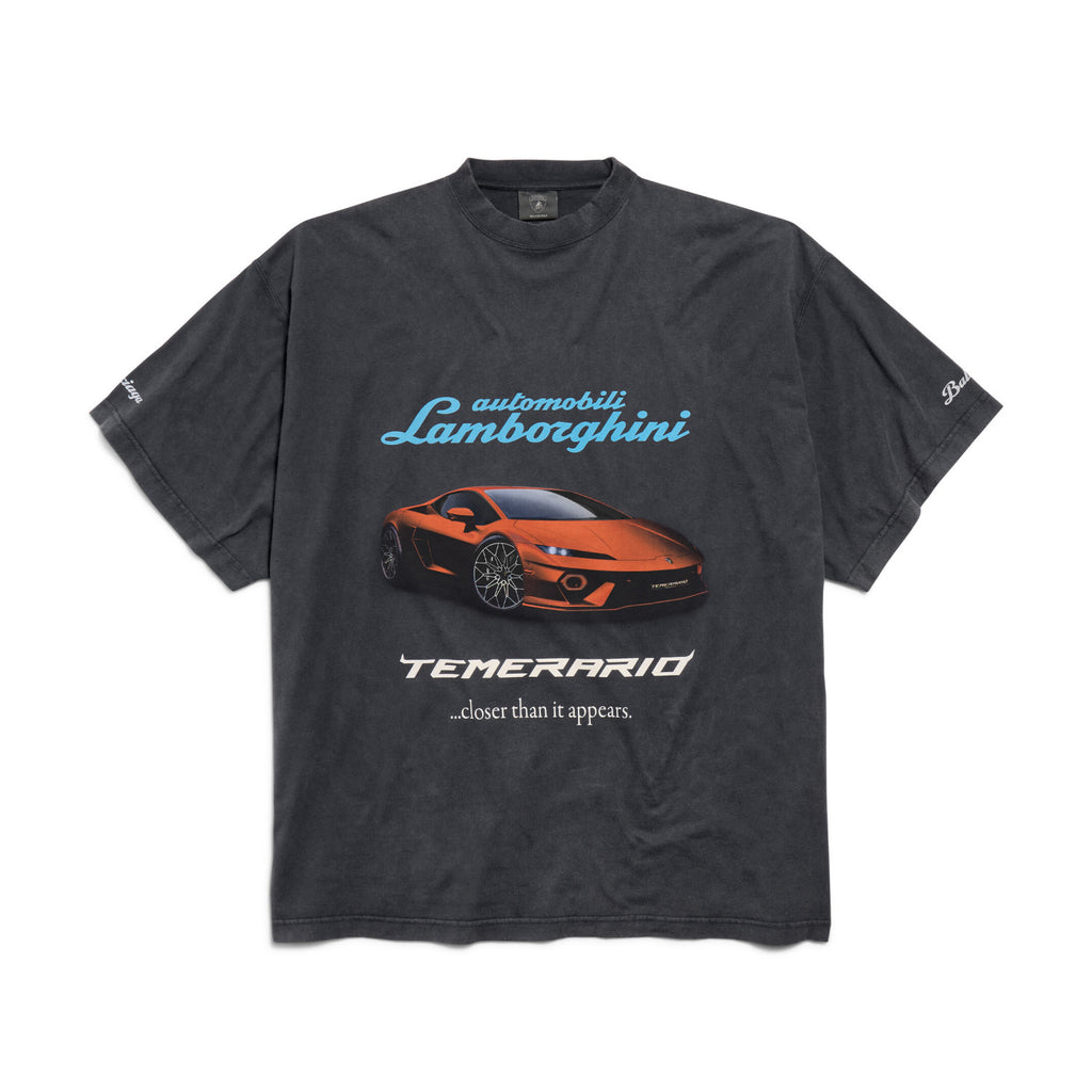 Balenciaga I Automobili Lamborghini Men's Summer Sports Car Pattern Printed Round Neck Cotton Short Sleeve T-Shirt #77793
