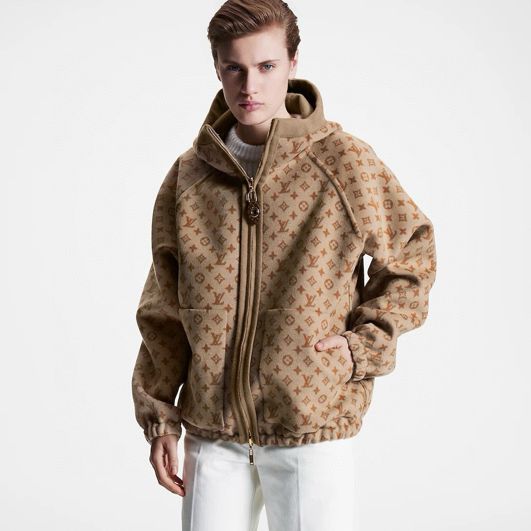 Louis Vuitton Men's And Women's Fall/winter Fashion Casual Solid Color Hooded Zipper Classic Print Reversible Jacket #79459