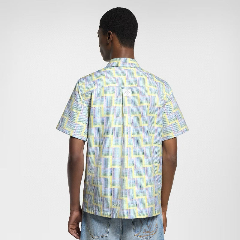 Louis Vuitton Men's Summer Rainbow Letter Print Single Breasted Short Sleeve Shirt #76439