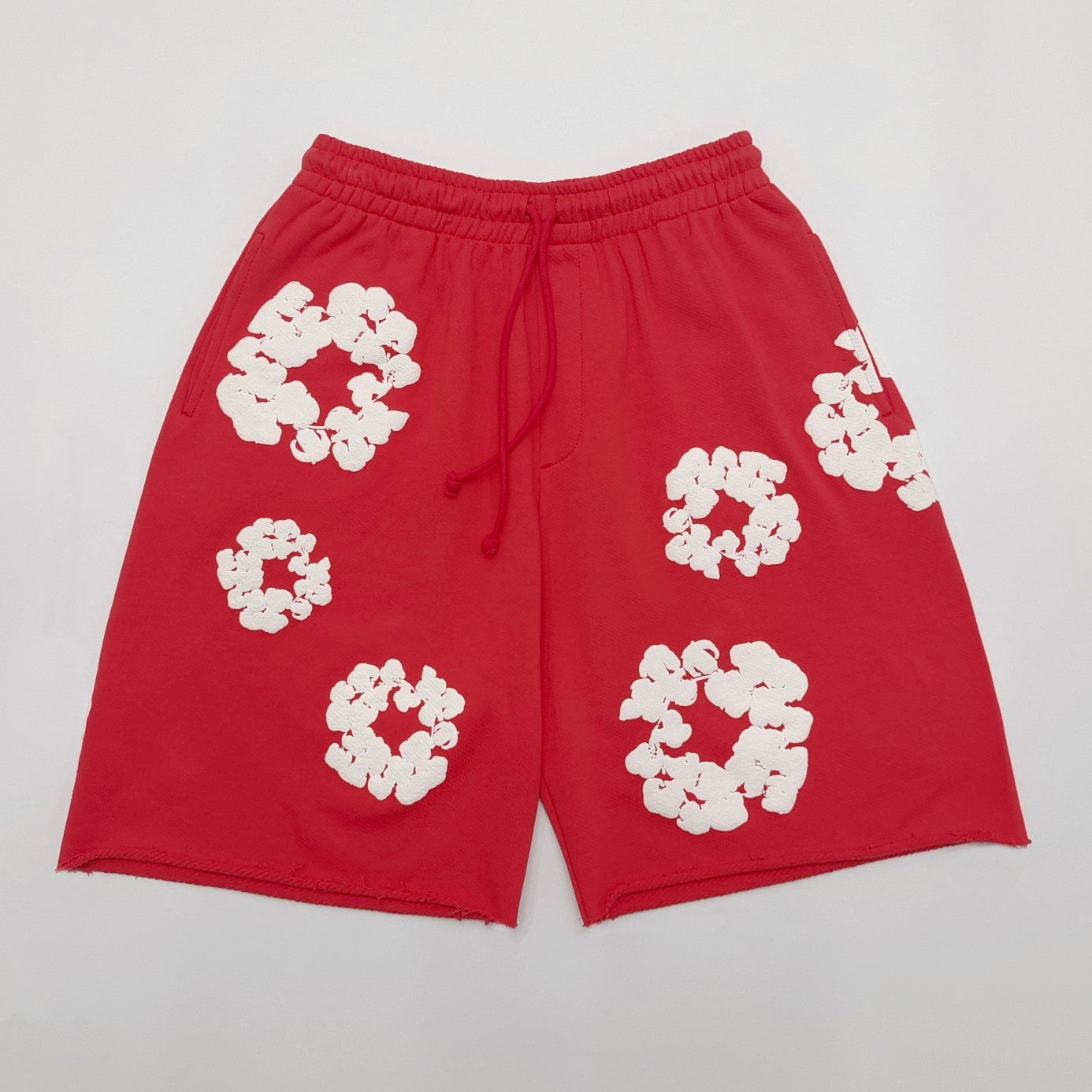 Denim Tears Men's And Women's Summer Fashion Casual Solid-color Printed Pattern Waist Elastic Drawstring Loose Fit Relaxed Shorts #79534
