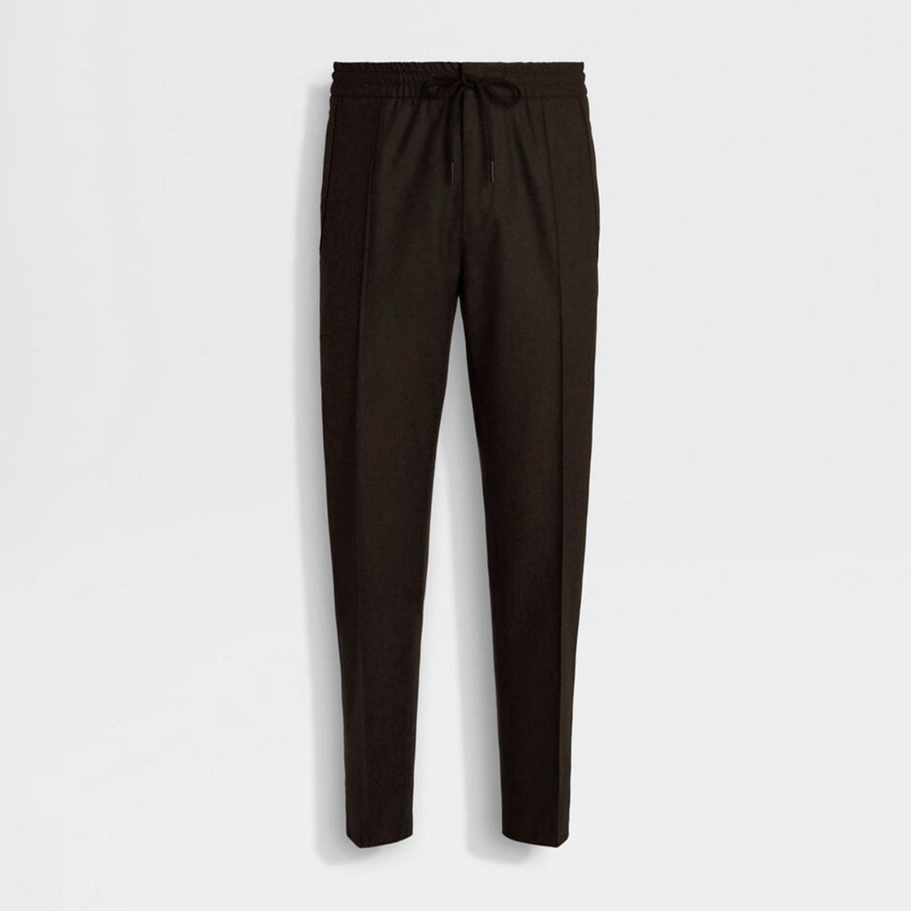 Ermenegildo Zegna Men's Fall/Winter Wool Blend Solid Color Mid-Rise Casual Straight-Leg Drawstring Sweatpants Ngvp #2517