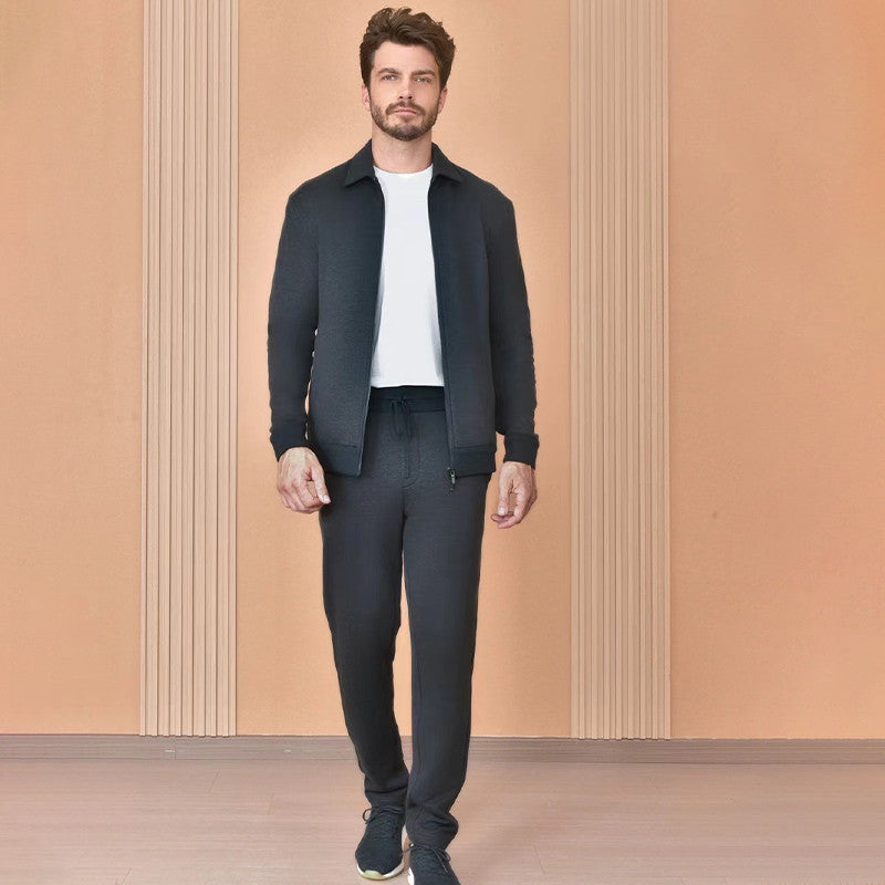 Loro Piana Men's The Gift of Kings® Blackrock Bomber Coat Long Sleeve Zipper Lapel Jacket Casual Solid Pants Set Ngvp #9645