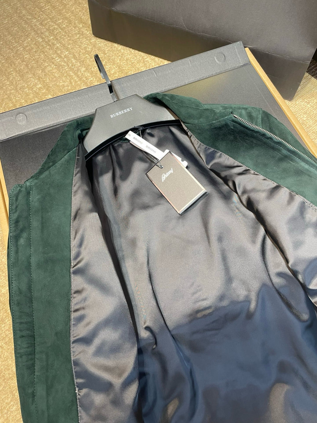 Brioni Men's Fall/Winter Fashion Classic Solid Color Lapel Zipper Suede Long Sleeve Jacket #79133