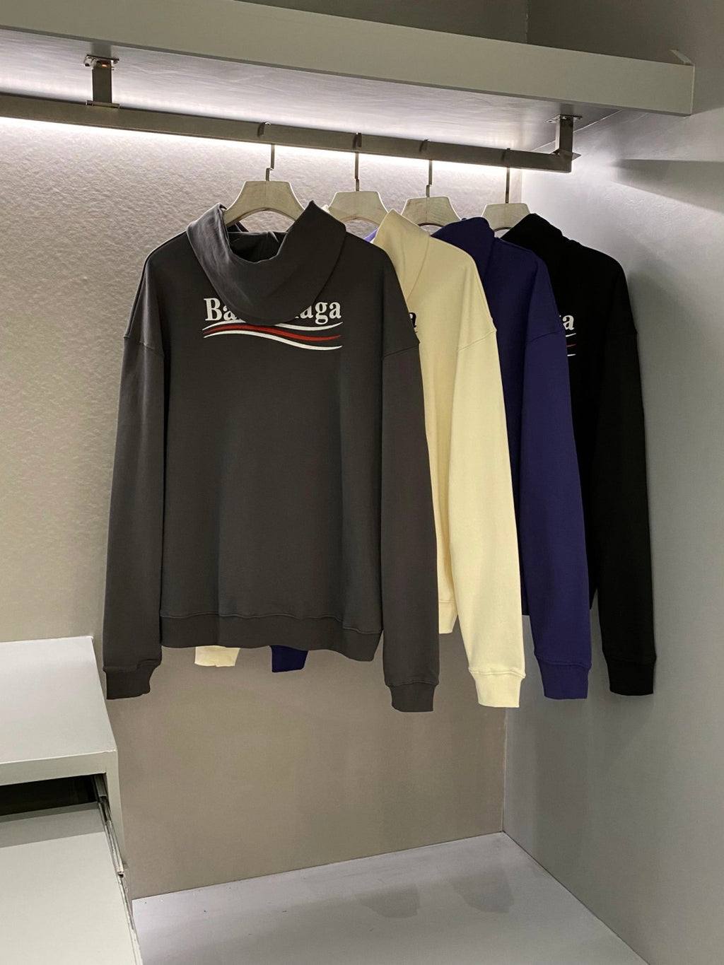 Balenciaga Men's And Women's Spring And Fall Embroidered Letters Logo Solid Color Cotton Hooded Sweatshirt #73374