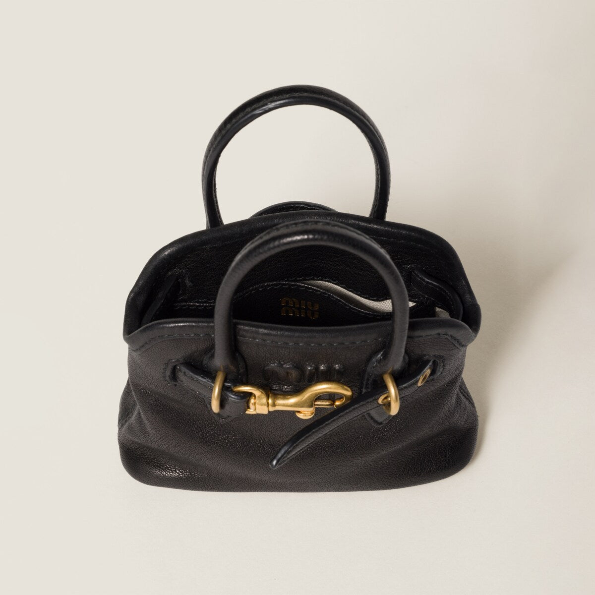MiuMiu Women's Mini Aventure Leather Bag Jewelry Embossed Logo Zipper Closure Casual Tote Bag Bags #71932
