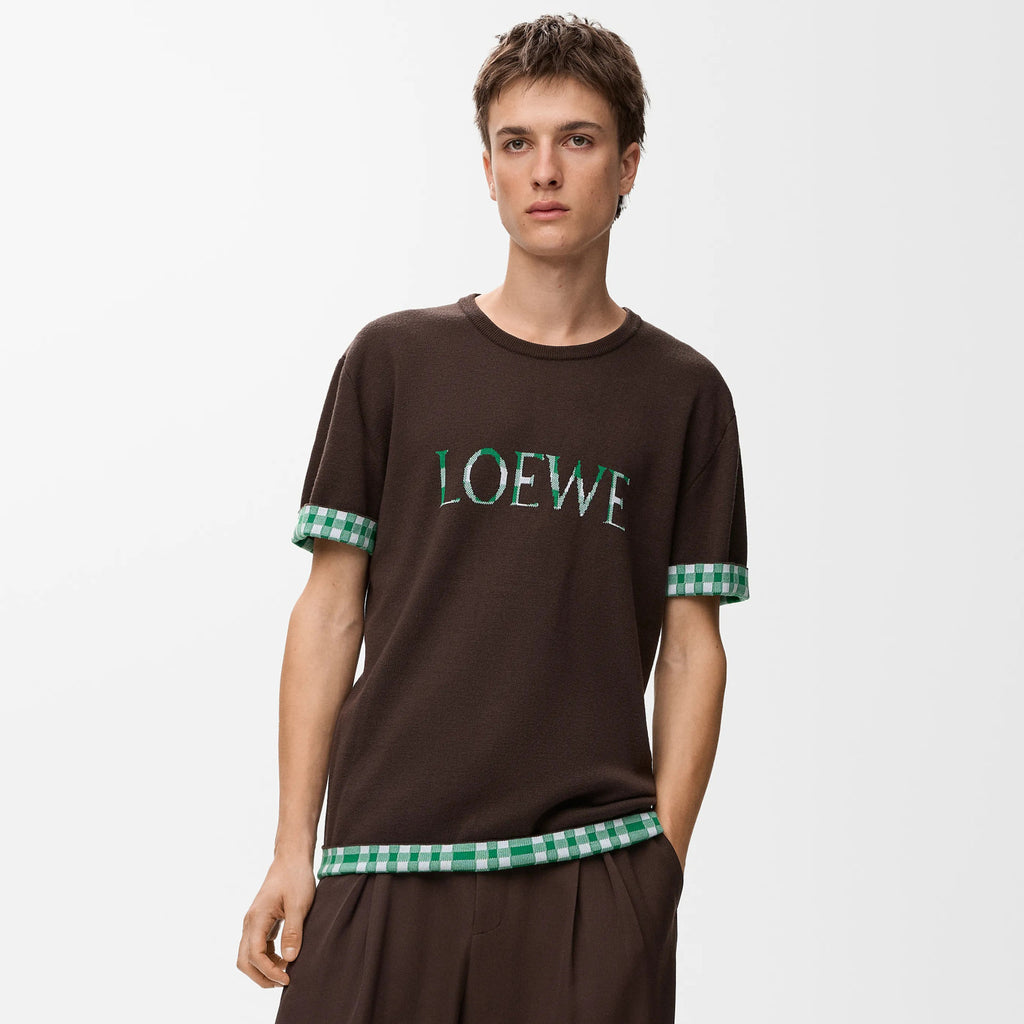 Loewe Men's And Women's Summer Fashion Casual Crew Neck Pullover Short Sleeve Knit T Shirt with Turned Up Sleeves T-shirt #79298