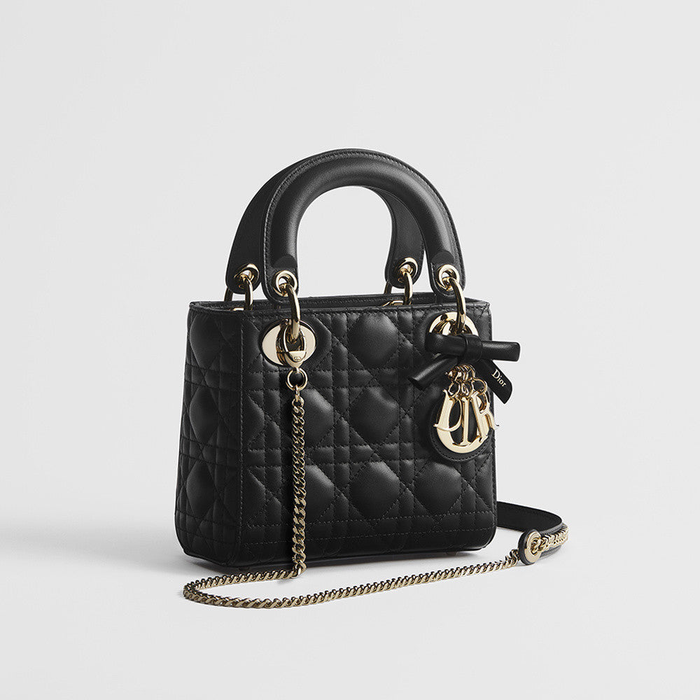 DIOR Mini Lady Dior Bag with Chain Black Cannage Lambskin #376913