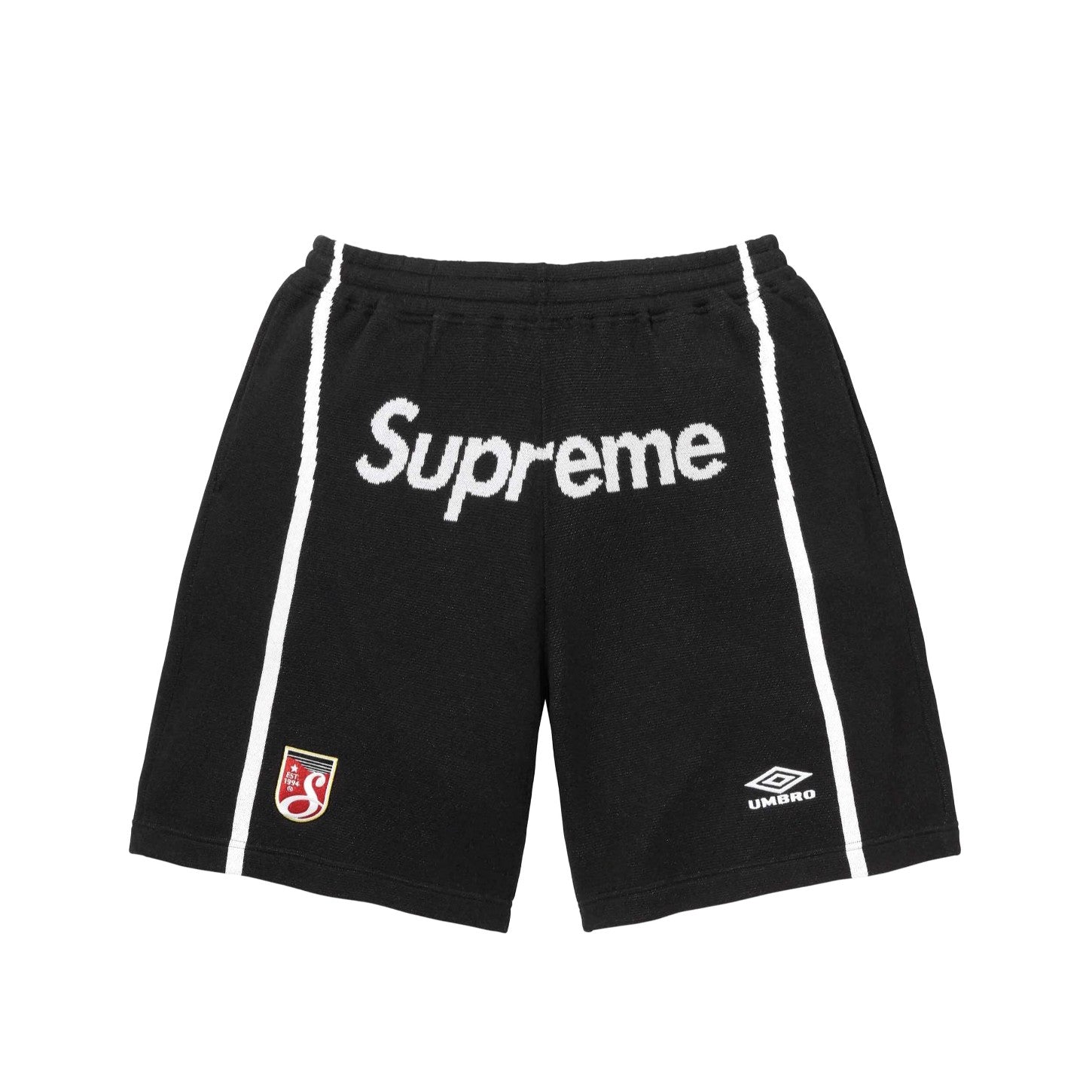 Supreme X UMBRO ZIP UP SWEATER Men's And Women's Spring And Summer Color-blocked Long-sleeved Knit Sweater With Embroidered Logo On The Chest Jacket And Casual Drawstring Shorts Set Suit #77888