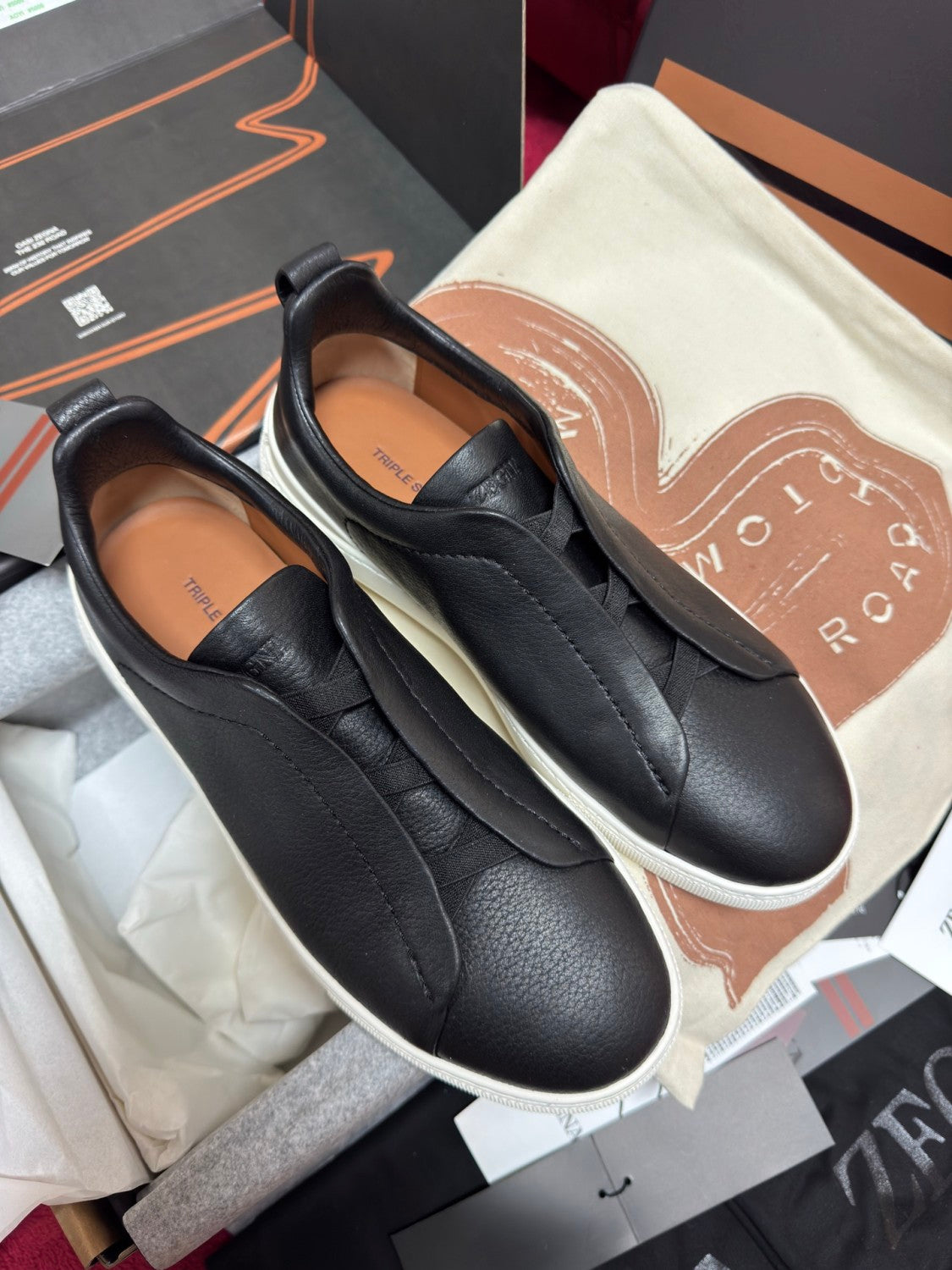 Ermenegildo Zegna TRIPLE STITCHâ„?SECONDSKIN Luxury Casual Shoes Men's All-Season Genuine Leather Fashion Footwear Lace-Free Comfort Shoes #81456