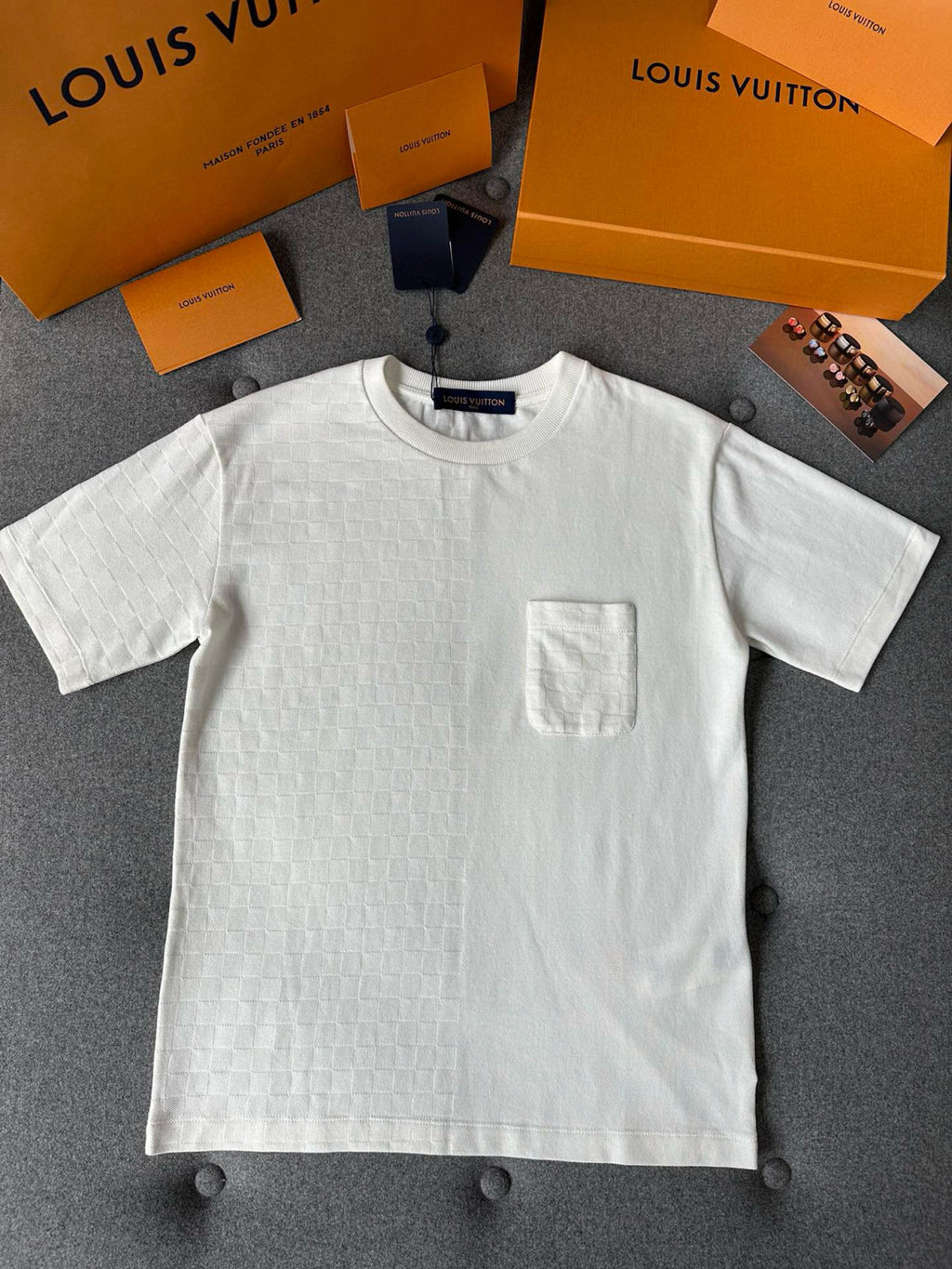 Louis Vuitton Men's Summer Solid Colour Round Neck Chest Strap Cotton Short Sleeve T-Shirt #97859