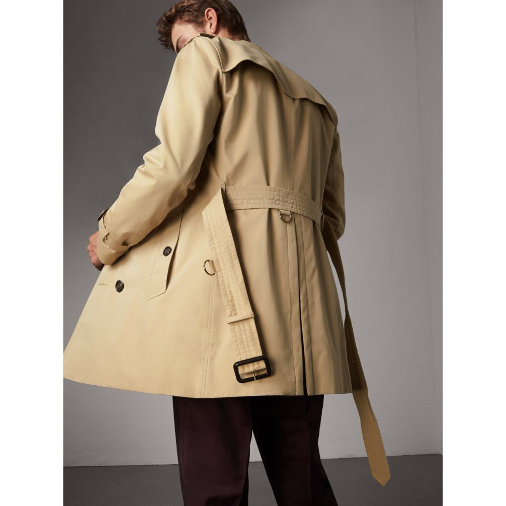 Burberry Men's Spring and Autumn Solid Color Double Breasted Mid-Length Waist Trench Coat Jacket #72856