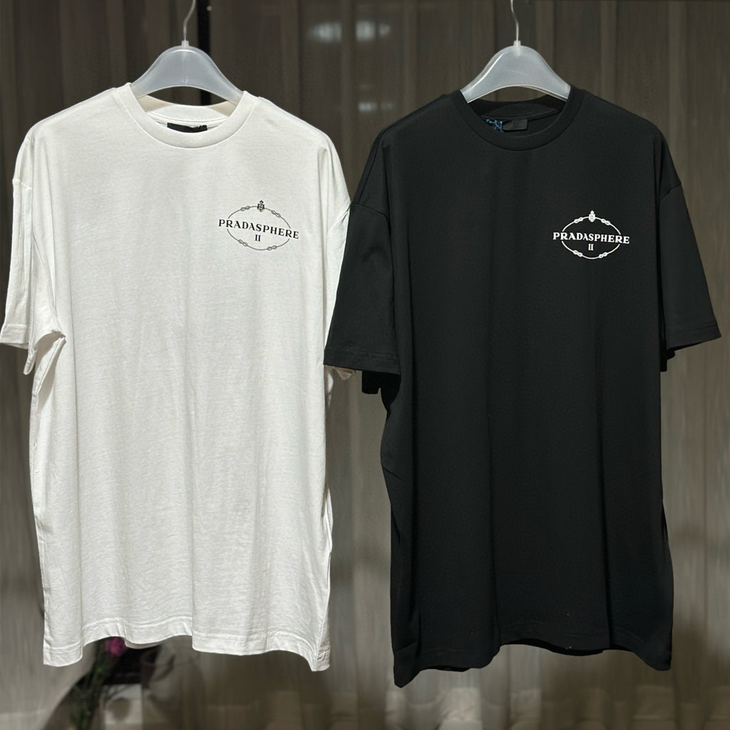 Prada Men's Women's Spring And Summer Fashion Logo Letters Cotton Solid Color T-shirt Premium Union Jacket Short Sleeve Tops #98724