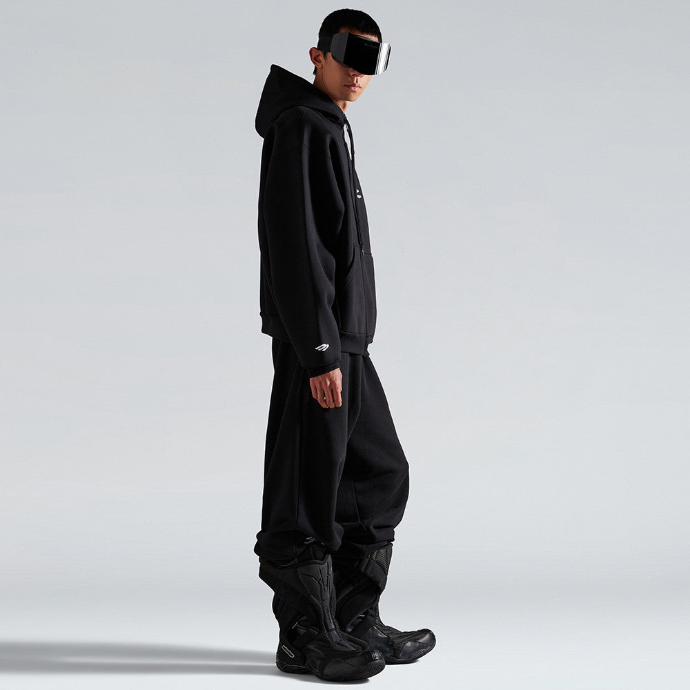 Balenciaga 3b Sports Icon Zip-up Hoodie in Washed Black White #375599