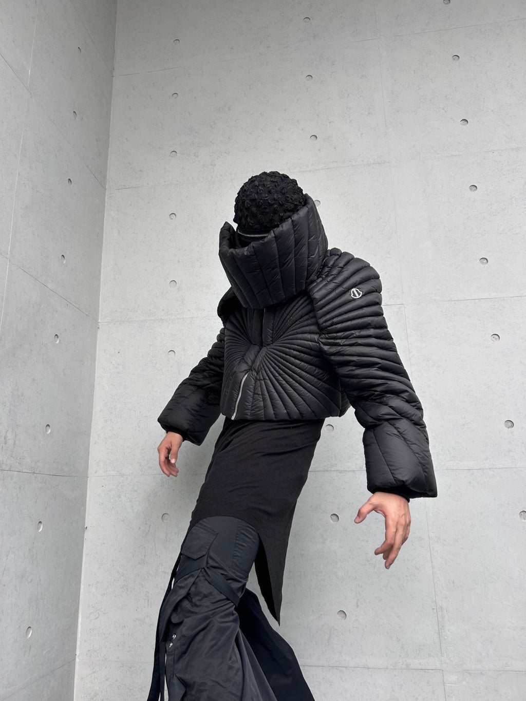 Moncler x Rick Owens Men Women Winter Solid Color Detachable Neck Collar Short Long Sleeve Puffer Down Jacket Black Fit Coat #8825