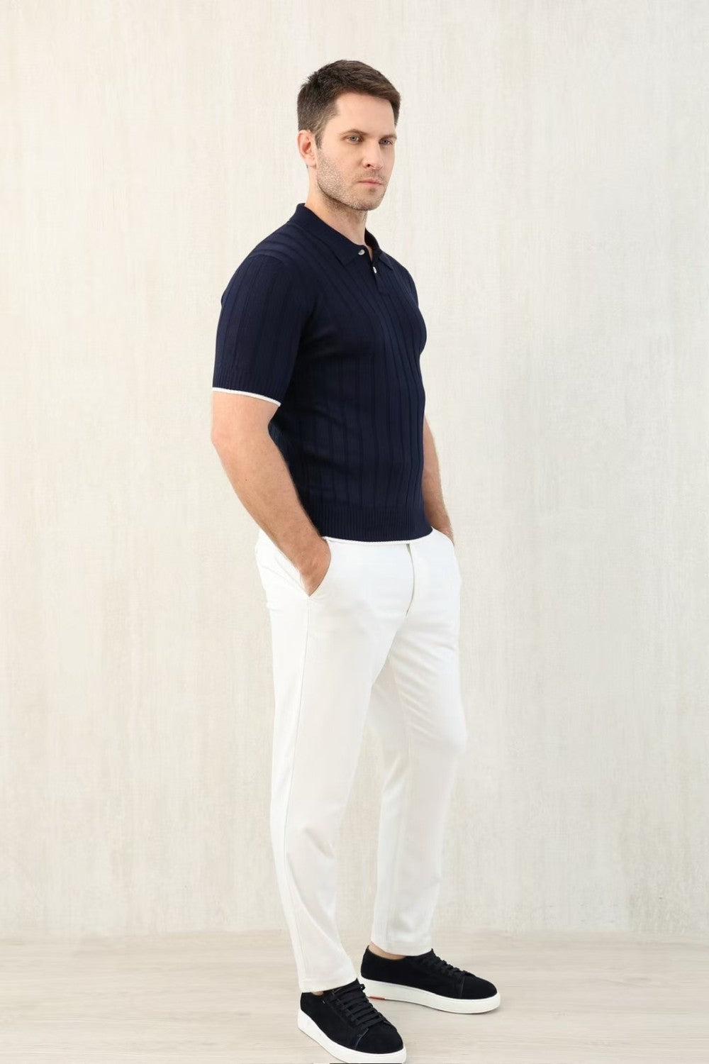 Brunello Cucinelli Men's Spring And Summer Solid Color Lapel Fitted Short Sleeve Polo Shirt Ngvp #1447