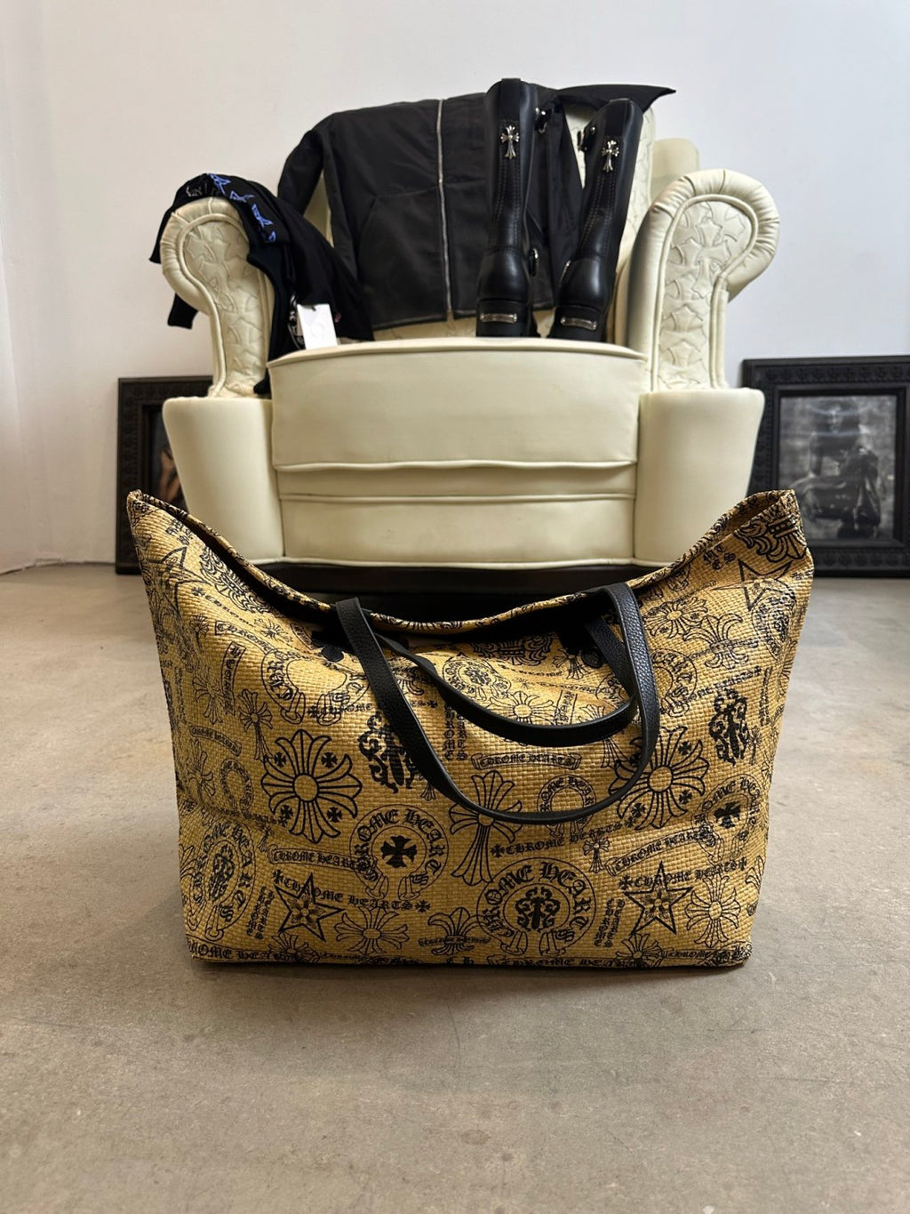 Chrome Hearts Men's And Women's Multi-pattern Cross-stitch Tote Bag Beach Bag 925 Sterling Silver Findings Bags #197458