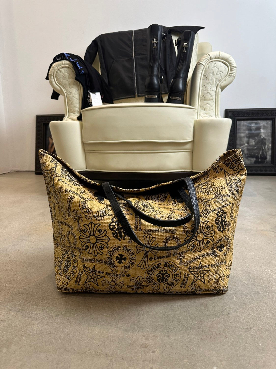 Chrome Hearts Men's And Women's Multi-pattern Cross-stitch Tote Bag Beach Bag 925 Sterling Silver Findings Bags #197458