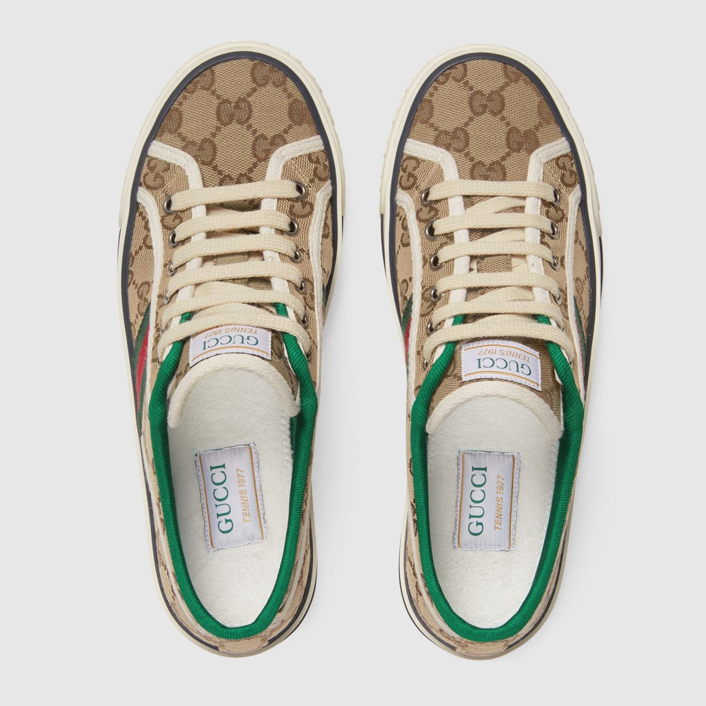 GUCCI Women's Gucci Tennis 1977 Sneaker in Beige Ebony Original GG Canvas #379374