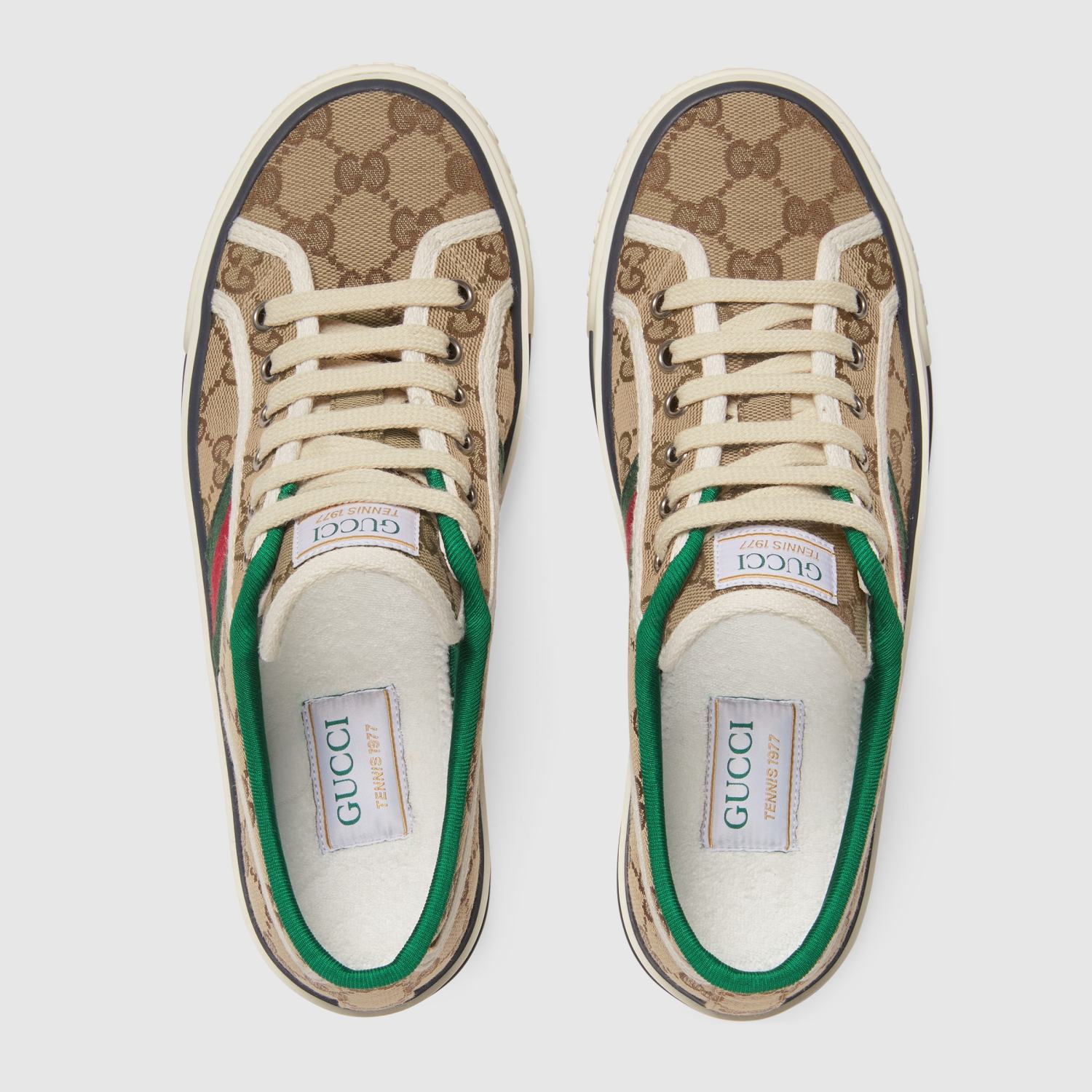 GUCCI Women's Gucci Tennis 1977 Sneaker in Beige Ebony Original GG Canvas #379374