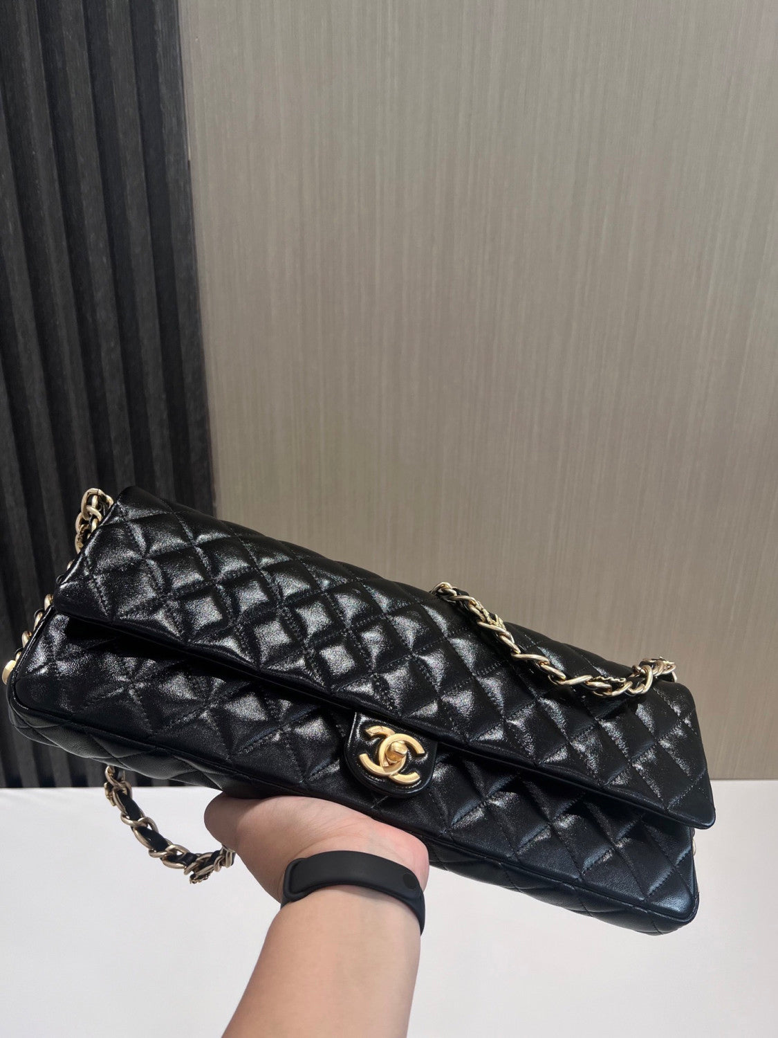 Chanel 24A Chain Shoulder Strap Flap Diamond Shiny Sheepskin Shoulder Crossbody Bag  #333559