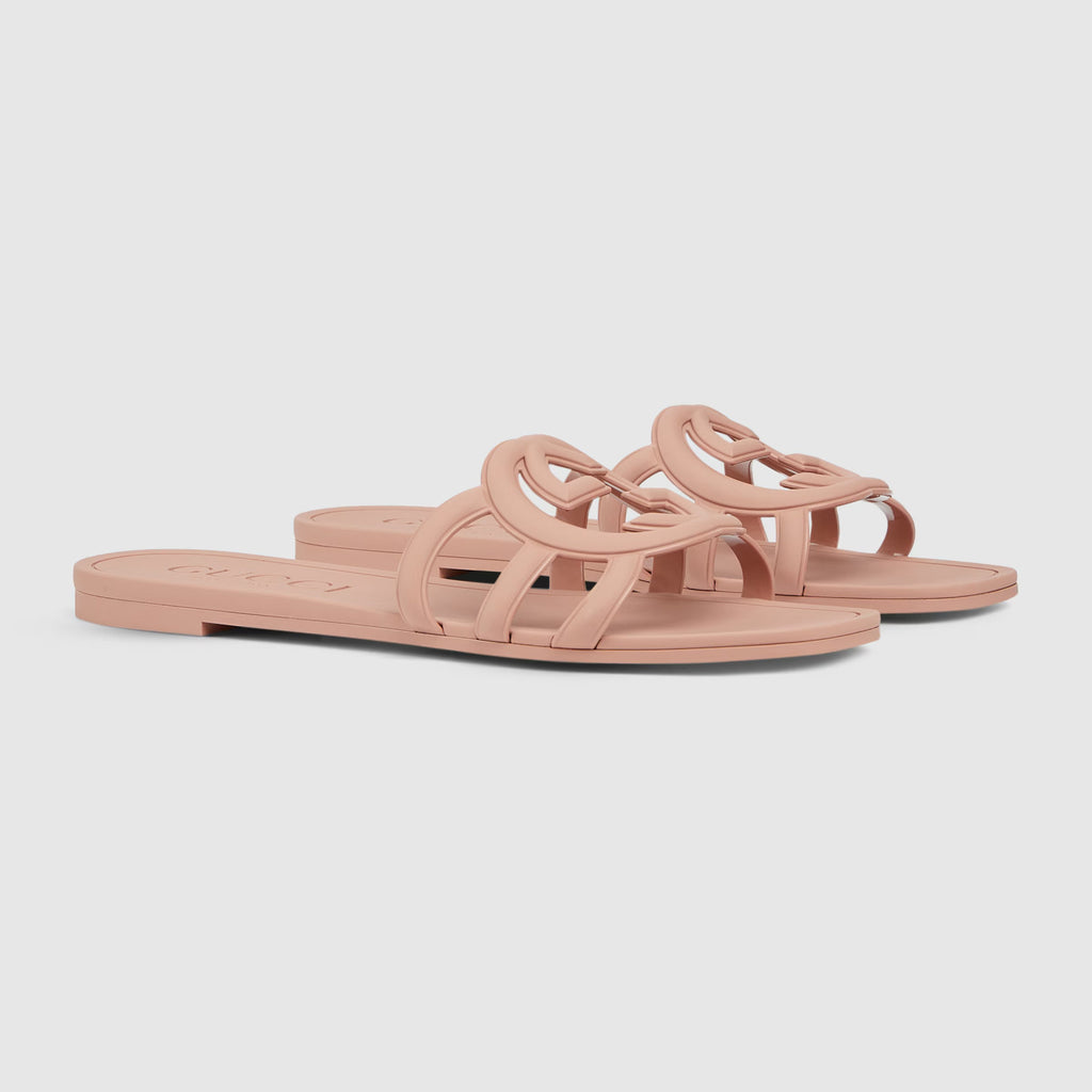 Gucci Women's Summer Double G Hollow out Square Head Flat Slippers Solid Color Casual Shoes #81341