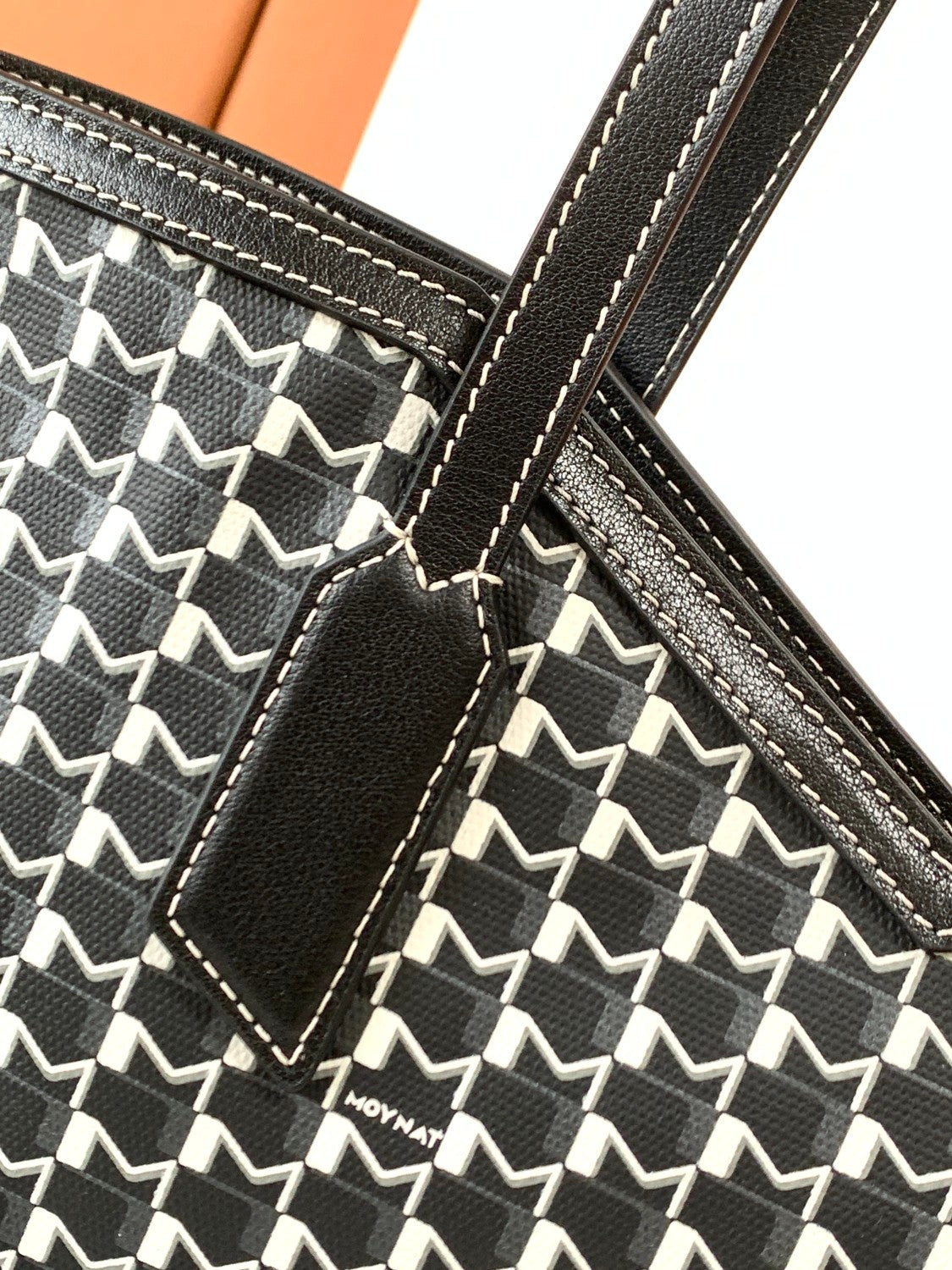 Moynat M Canvas Women's Classic Fashion Black And White Patchwork Canvas Tote Bag With Hook And Eye Closure Dual Use Handles And Shoulder Strap Bag Bags #78711