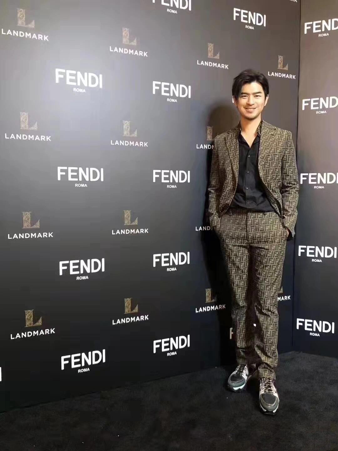 Fendi Men's Fall And Winter F Full Print Casual Suit Jacquard Lapel Single-breasted Jacket Straight Suit Pants Set #71558