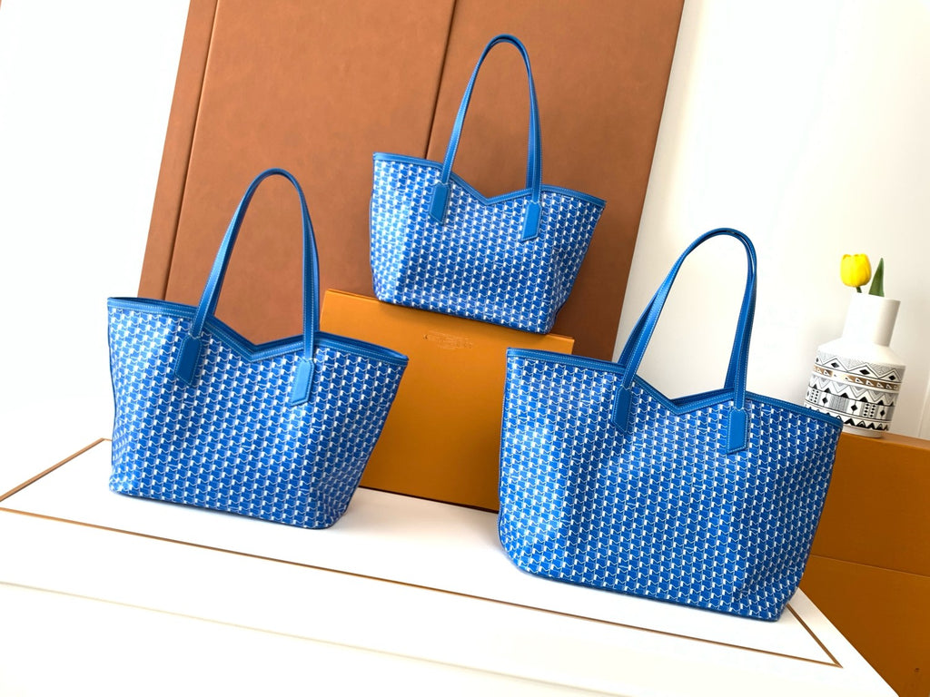 Moynat M Canvas Women's Classic Blue Canvas Tote Bag with Hook Closure Handheld and Shoulder Bag Bags #78698