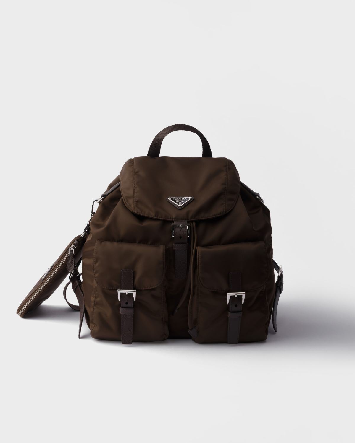 Prada Medium Re-nylon Backpack Coffee Brown Multi-pocket Fashion Backpack Casual Bag Bags1bz811_rv44_f0038_v_otm #82283A
