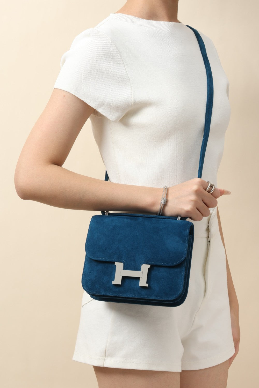Hermès Suede Backpack Crossbody Bag #381136