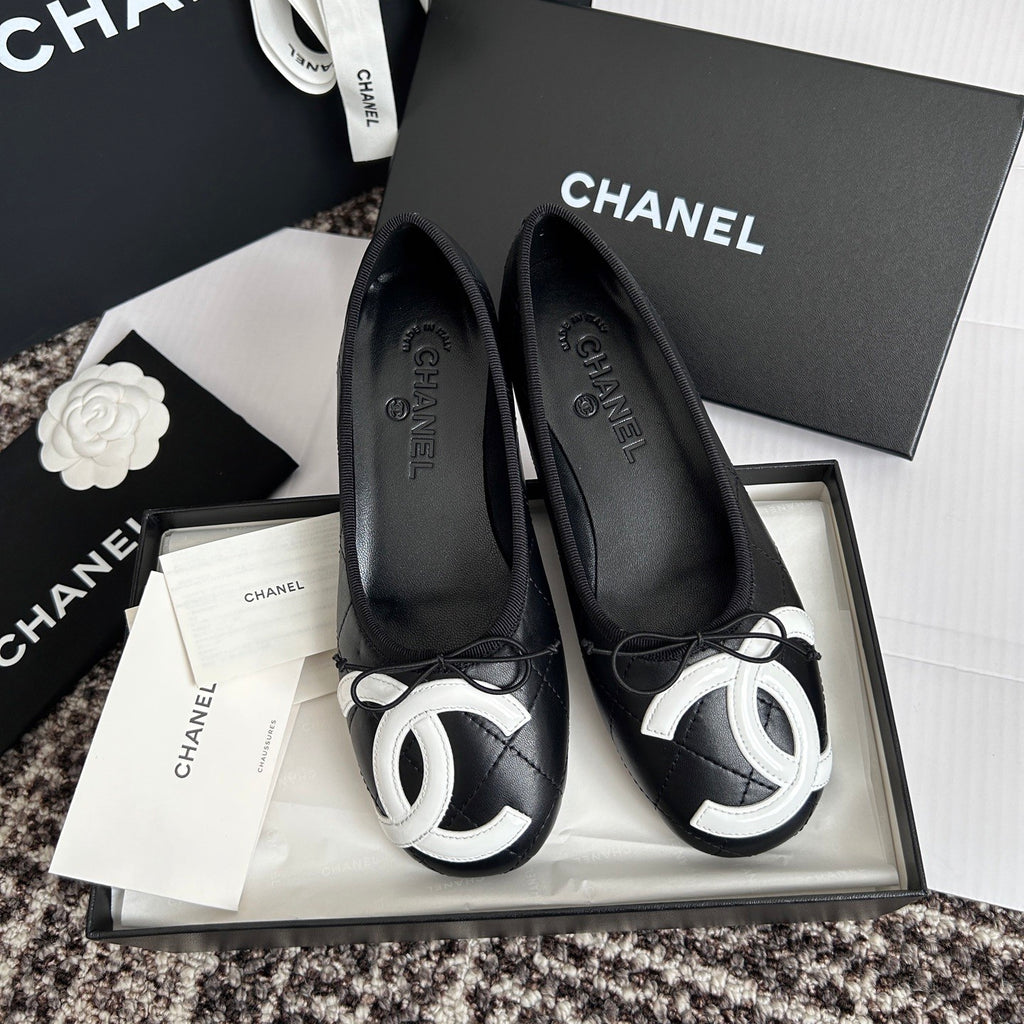 Chanel Lambskin Cambon Quilted Ballerina Flats #310355