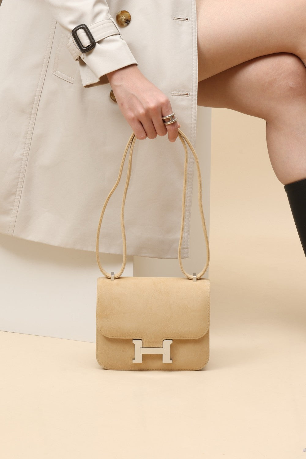 Hermès Suede Backpack Crossbody Bag #381136