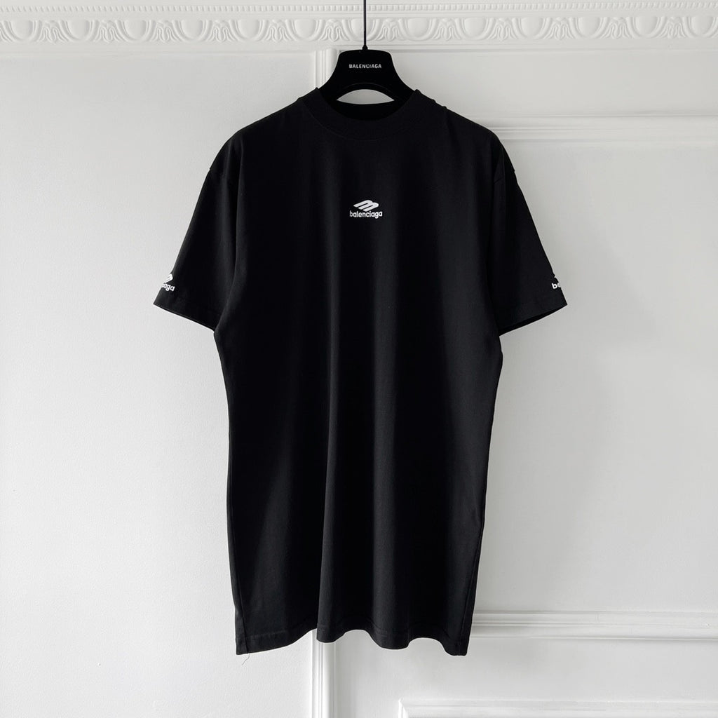 Balenciaga Men's And Women's Summer Solid Color Embroidered Logo Pattern Round Neck Cotton Short Sleeve T-shirt #74262