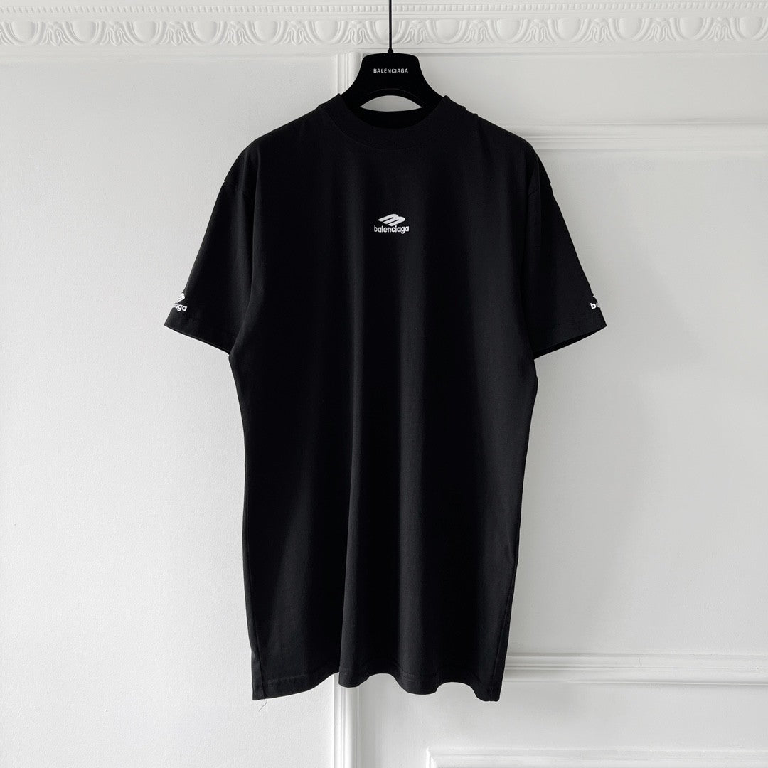 Balenciaga Men's And Women's Summer Solid Color Embroidered Logo Pattern Round Neck Cotton Short Sleeve T-shirt #74262
