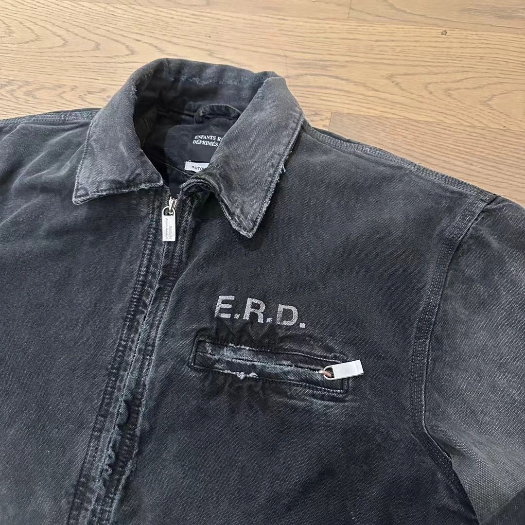 Enfants Riches Deprimes Men's And Women's Black Spring And Fall Washed And Aged Denim Zipper Jacket #98184