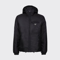 Prada Men's Fall/Winter Hooded Zipper Solid Color Re-Nylon Puffer Jacket #96855